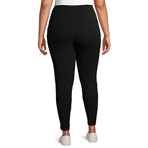 Terra & Sky Women's Plus Size Sueded Full Length Leggings Black Shoot (2X (20W-22W), Black Shoot)