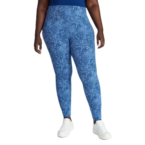 Terra & Sky Plus Size High Waist Ultimate Legging (2X - Leafy Camo Indigo Essence)